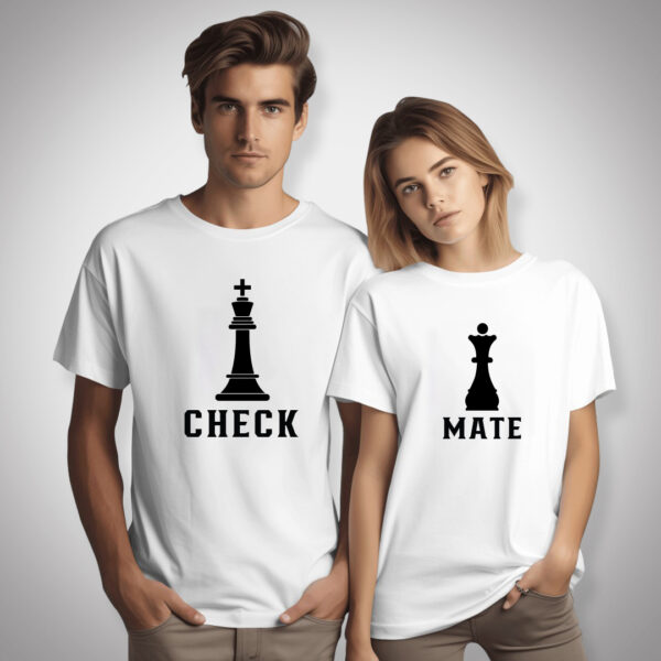 Check Mate - Couple Half Sleeve Printed Tees