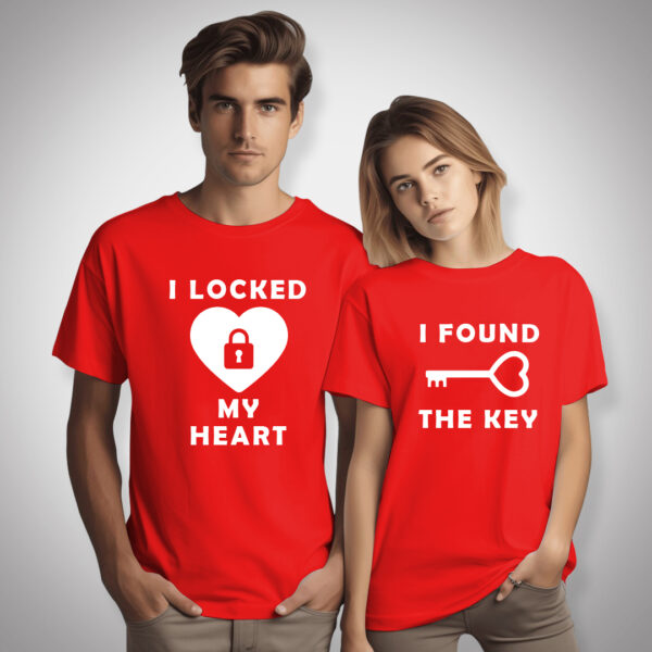 Locked Heart - Couple Half Sleeve Printed Tees