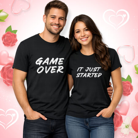 Game Over - Couple Half Sleeve Printed Tees