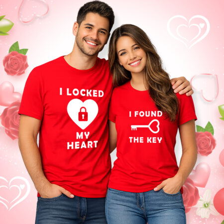Locked Heart - Couple Half Sleeve Printed Tees