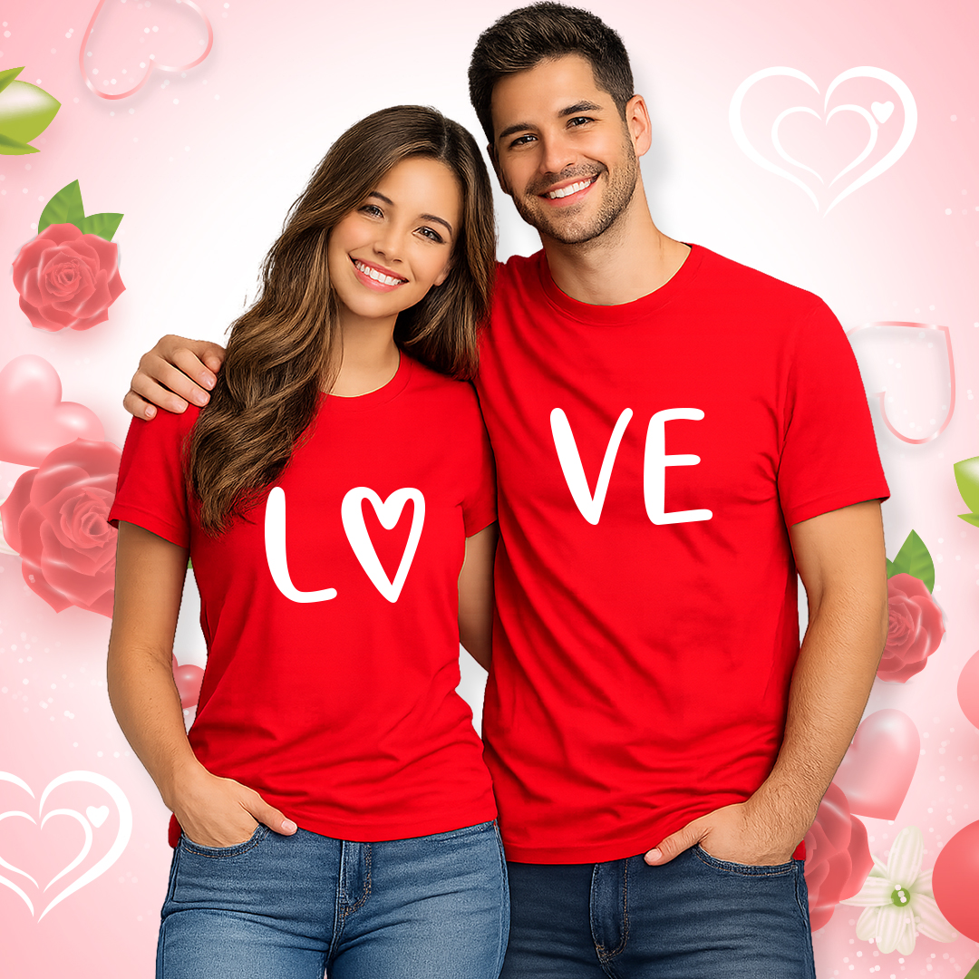Love - Couple Half Sleeve Printed Tees