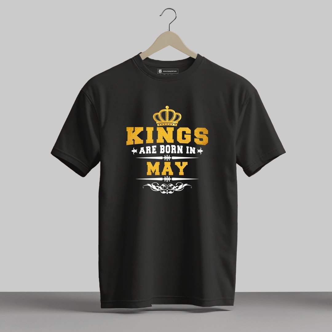 Kings are Born in May - Men Half Sleeve Printed Tees